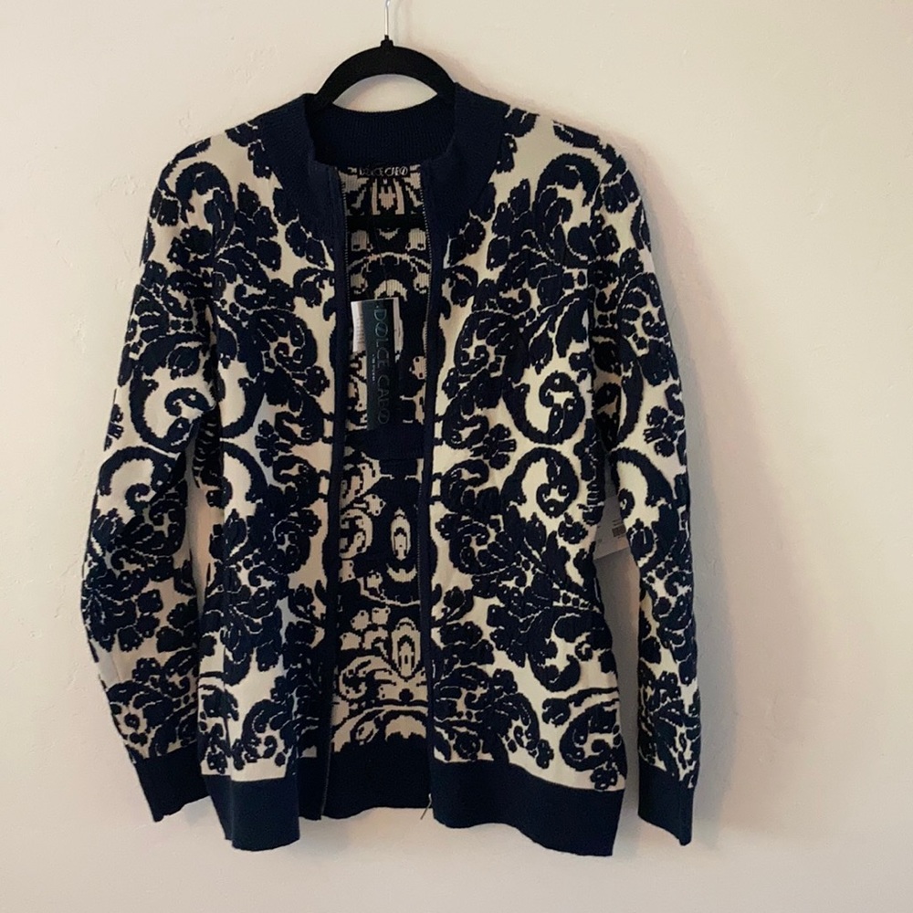 A DOLCE CABO jacket. Size Medium. Blue pattern super cute.